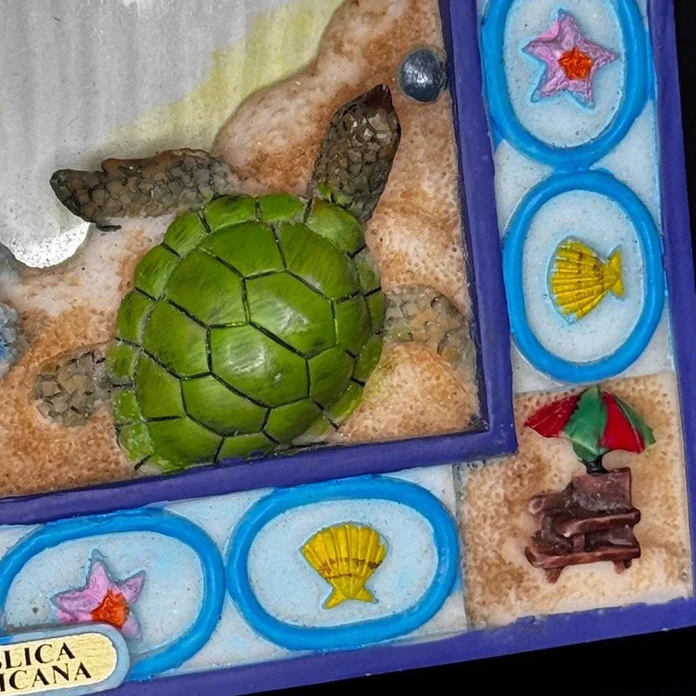 VTG Republica Dominicana 5x7 Picture Frame Turtle Beach Island‎ Ocean Decor